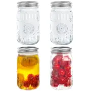 32oz vintage Mason Jars with Lids, Wide Mouth Quart Canning Jar, Safe For Sto...