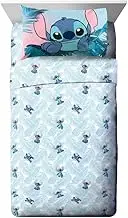 Jay Franco Disney Lilo & Stitch Floral Fun Queen Sheet Set - 4 Piece Set Super Soft and Cozy Kid’s Bedding - Fade Resistant Microfiber Sheets (Official Disney Product)