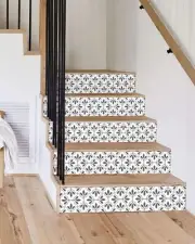 FLFK Black and White Patterns Stair Decals Set of 5 - Stair Stickers Decals P...