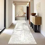 Cekene Abstract Carpet Runners Non-slip 80x300cm Extra long Faux Wool Rug Runners for Hallway Machine Washable Low Profile Floor Carpet for Indoor Hallway Kitchen Bedroom Entrance(Beige)