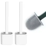Set of 2 Silicone Bristles Toilet Brush Holder Bathroom Cleaning Kits With Hook