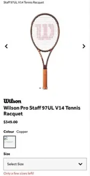Wilson Pro Staff 97UL V14 Tennis Racquet Copper 4 3/8 inch