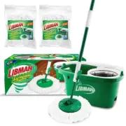 Libman Microfiber Tornado Wet Spin Mop and Bucket Floor Cleaning System with 2 R