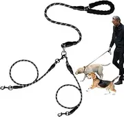 Double Dog Cable, Pair Cable, 34 Inches Pet Supplies Bungee Split Rope, Sturdy Shock Absorbing Strap for Walking Outdoor Travel and Carrying Poop Bags Conveniently