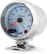 3.75'' Car Universal Silver Tachometer Gauge Blue Shift light 0-8000 RPM