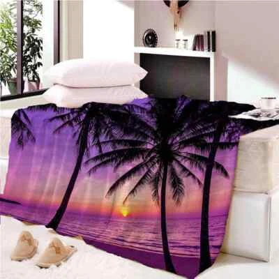 Purple Breeze Size Environment 3D Warm Plush Fleece Blanket Picnic Sofa Couch