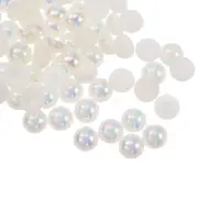 360pcs ABS Half Pearl Beads 8mm Flat Back Imitation Pearl Colorful Beige