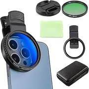 52mm Clip-0n CPL Phone Camera Lens Filter Kit, 52mm CPL Filter for Phone with Clip, Circular Polarizer Polarizing Filter Compatible with Most Cell Phones for iPhone 16 15 14 13 12 11, Motorola(1set)