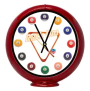 Pool Room Rack Wht, Red Non-Lighted Gas Pump Globe Advertising Quartz Clock