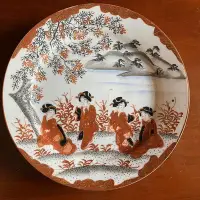 在飛比找Yahoo!奇摩拍賣優惠-日本 三口手繪仕女古董瓷盤 收藏擺件碟