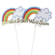 Bulk Buy of 48 Floral Embellishing Acrylic "Get Well Soon" Rainbow Floral Picks