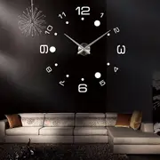 Diy Clock Big Watch 3d Quartz Clock Silver