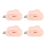 4 Pcs Cloud Shaped Retractable Box Cutters, Pink (2.4x1.5Inch)