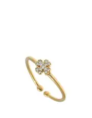 [Mocha] Gregio Simply Me Ring With Cz Clover in Gold