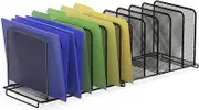 SimpleHouseware Expandable 5 Section Upright File Sorter Organizer, 2 Pack, Black