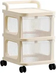 Drawer Storage Carts 11x14x19 Plastic Drawer Storage with 2 Sliding Drawers Caster Wheels & Handle Capacious Load-Bearing Storage Drawers for Home Closet Bedroom Storage Drawers Plastic Drawer Stora