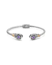 Samuel B. 18K & Silver 0.60 ct. tw. Amethyst Flower Bangle Bracelet