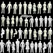100PCs Unpainted Tiny People Figures, 1:50 Scale Model Trains Architectural O Scale Sitting and Standing Miniatures Figures