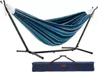 Double Cotton Hammock – 450 lb Capacity with Steel Stand & Carry Bag