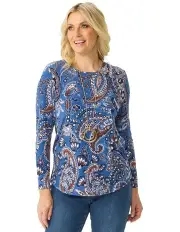 [Fella Hamilton] Chad Paisley Long Sleeve Top in Blue Mix