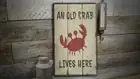 Old Crab Lives Here Rustic Distressed Sign, Personalized Wood Sign