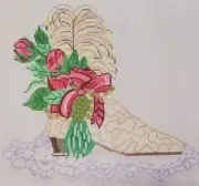 EBS Hand Painted Needlepoint Canvas Decorated Cowboy BOOT