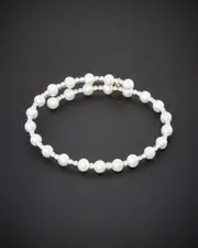18K Italian Gold Pearl Bangle Bracelet