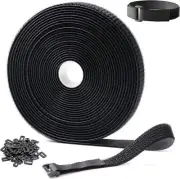 10M x 2CM Reusable Cable Ties, Adjustable Hook and Loop Straps with 50 Buckles