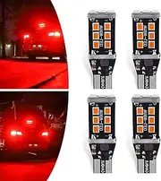 Sephile 4 PCS T15 Car LED Decoding Reversing Light, 2835-15SMD Smart IC Driver Fast Heat Dissipation PC Board IP67 Waterproof Turn Signal Brake Light, Plug and Play Bulb Replacement for Cars (Red)