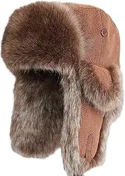 [CVMRBY] Winter Hats,Bomber Hat Trapper Trooper Hat Aviator Bomber Hat Faux Fur with Earflaps Pilot Cap Unisex Keep Warm Winter for Ski Skate