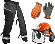 [Husqvarna] 590091101 Classic Personal Protective Power Kit with Chainsaw Chaps, Forest Helmet and Safety Gloves, Chainsaw Safety Equipment