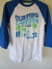 Boys Size 12 Pumpkin Patch 3/4 sleeve contrast raglan tee NWT blue