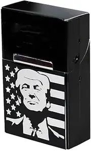 Lanxitown Trump Cigarette Case Magnetic Flip Top Closure Trump Cigarette Dispenser Donald Trump Merchandise Cigarette Holder Trump Merchandise for Men Cigarette Dispenser (Black)