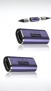 Honwor USB-C Female to Female Adapter, 2-Pack USB Type C Coupler, Thunderbolt 4/3, 40Gbps, 100W PD, 8K@60Hz Video, Expand Your Device Connectivity