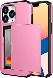 [ZUSLAB] iPhone 13 Slide Armor Card Holder Case Protective Shockproof Hard Back Cover for Apple (2021) - Pink