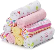 Spasilk Washcloths for Newborn Boys and Girls, Soft Terry Baby Washcloths, Baby Essentials, Ideal, Pink Lines, Pack of 10