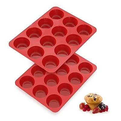 Silicones Nonstick 2.5 inch Silicone Cupcake Pan - Set of 2 - 12 Cup Muffin Pan