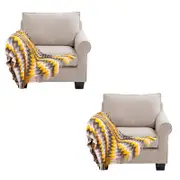 SOGA 2X 170cm Yellow Zigzag Striped Throw Blanket