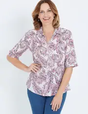 [Millers] Volume Voile Shirt - Size 12 - Womens - PINK PAISLEY 12 PINK PAISLEY