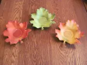 Partylite Set Of 3 Autumn Whispering Leaves Tea Light Candle Holders NIB