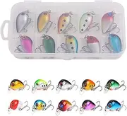 Loopunk 10 PCS Special Spinner Spoon Vibrating Jigging Fishing Lures, Mini Artificial Hard Baits for Trout Bass Freshwater Saltwater Fishing Tackle Gear
