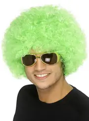 Funky Green Afro Mens Costume Wig