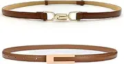 [HIGHROCK] 2PCS Women Adjustable narrow Belts, Ladies Belts Retro Belt Skinny Belt for Dresse Jeans Buckle Thin Waist Belt Waistband Waist Strap