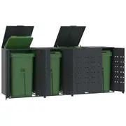 vidaXL Wheelie Bin Storage for 4 Bins Anthracite 276x79x117 cm Steel