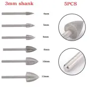 Grinding Needle Head Drill 3mm Shank Diameter Burr Drill Bit Set Silver Tone
