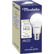 Mirabella 14W 1400lm LED GLS Everyday Globe Bayonet Warm White each