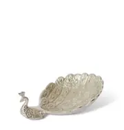 E Style Peacock 20cm Aluminium Trinket Dish Storage Tabletop Decor Nickel