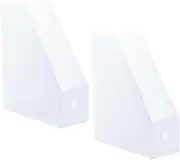 Angoily 2Pcs Transparent Document Holder Stylish Desktop File Organizer for Office and Home Storage Rack for Books Magazines and Files