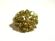 Round Cluster Sterling Silver and 18 kt Gold Vermeil Cocktail Ring with Faceted