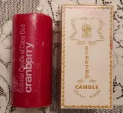 Vintage Colonial Candle Co of Cape Cod Cranberry Pillar Original Box 6" Tall Red